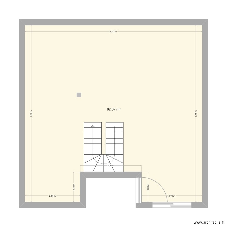 Maison P1. Plan de 1 pièce et 62 m2