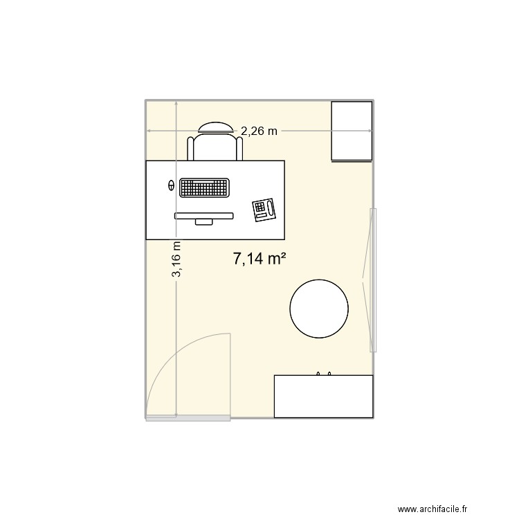 bureau laetitia. Plan de 1 pièce et 7 m2