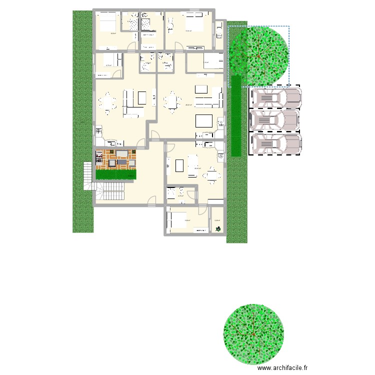 Talatamaty. Plan de 16 pièces et 238 m2