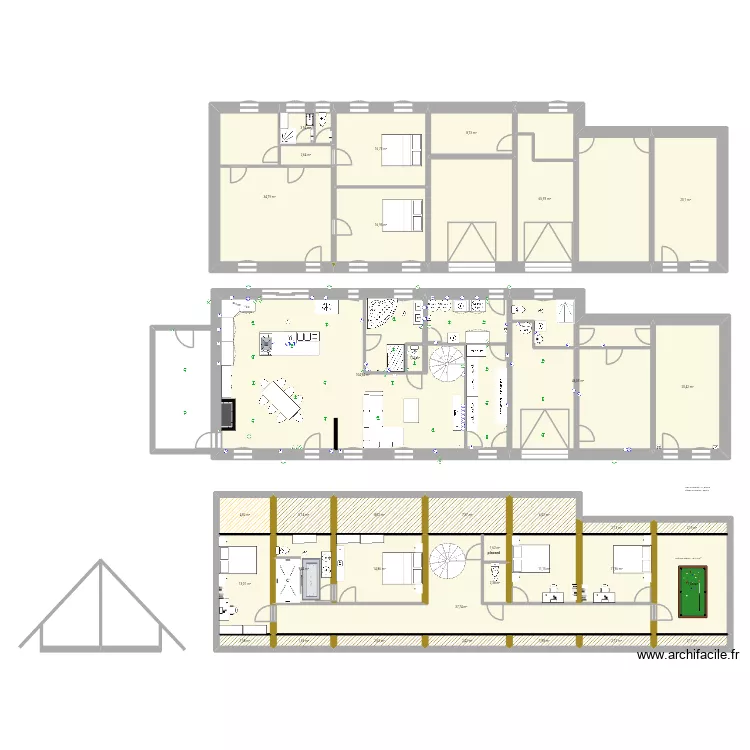projet yy. Plan de 35  et 512 m²