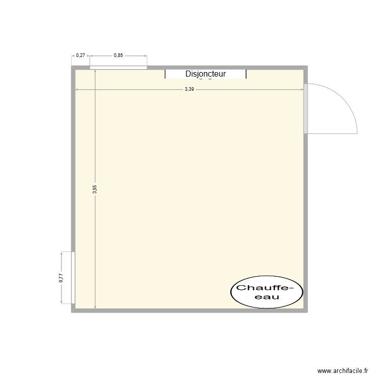 Pièce débarras. Plan de 1 pièce et 12 m2