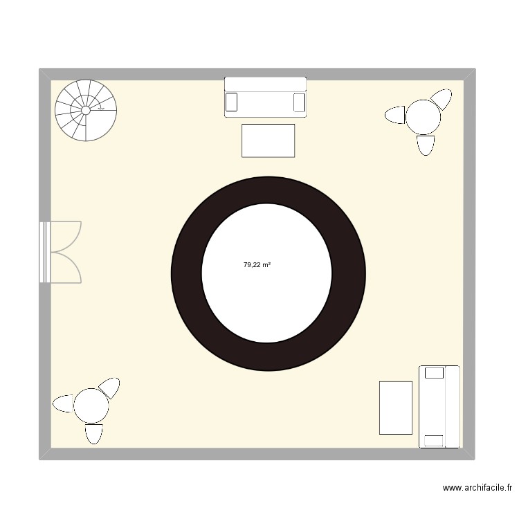 Étage du bas. Plan de 1 pièce et 79 m2