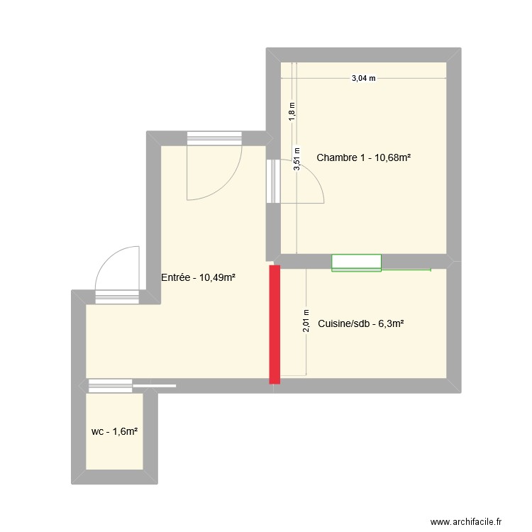 Cluses Le bargy RDC. Plan de 4 pièces et 29 m2
