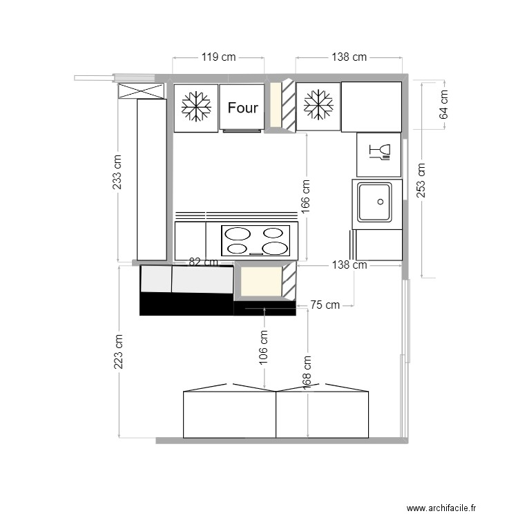 Cuisine V3. Plan de 0 pièce et 0 m2