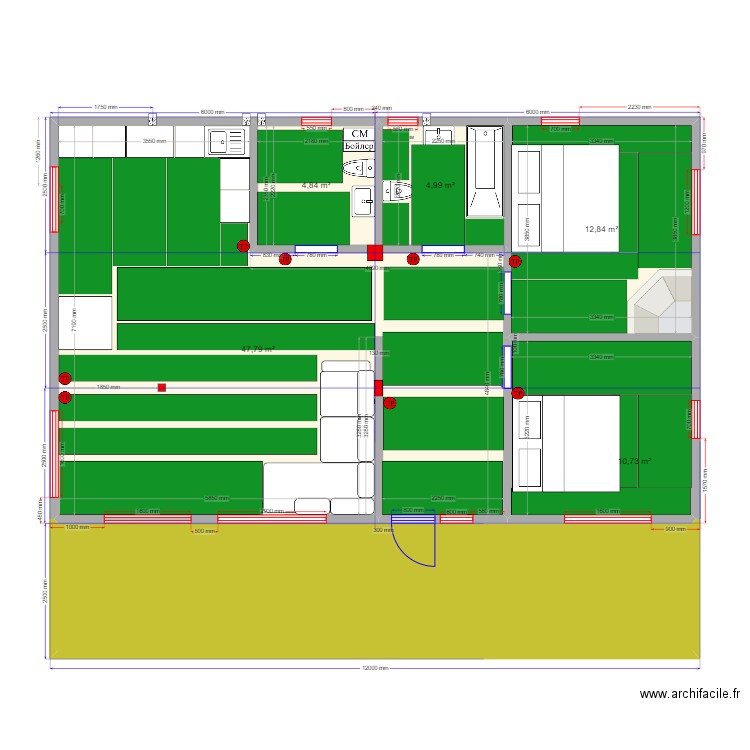 Жанна Барн каркас ТП. Plan de 6 pièces et 109 m2