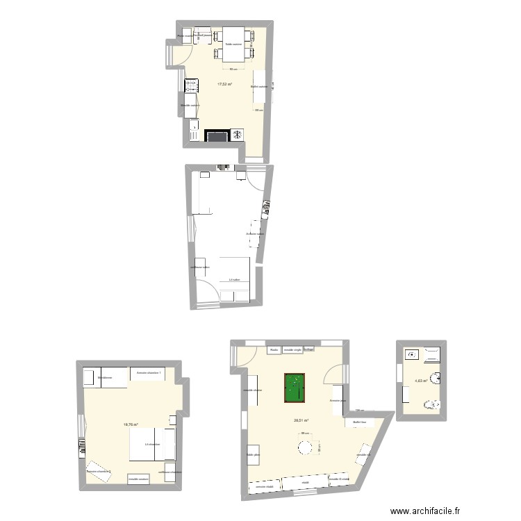 Ladoye 2024-1. Plan de 4 pièces et 70 m2