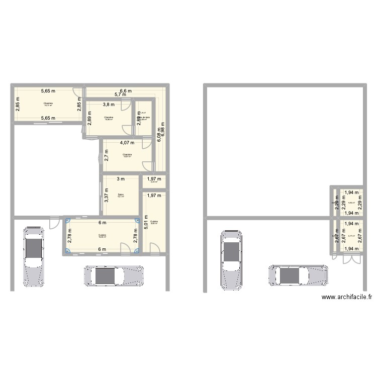 guichots. Plan de 13 pièces et 103 m2
