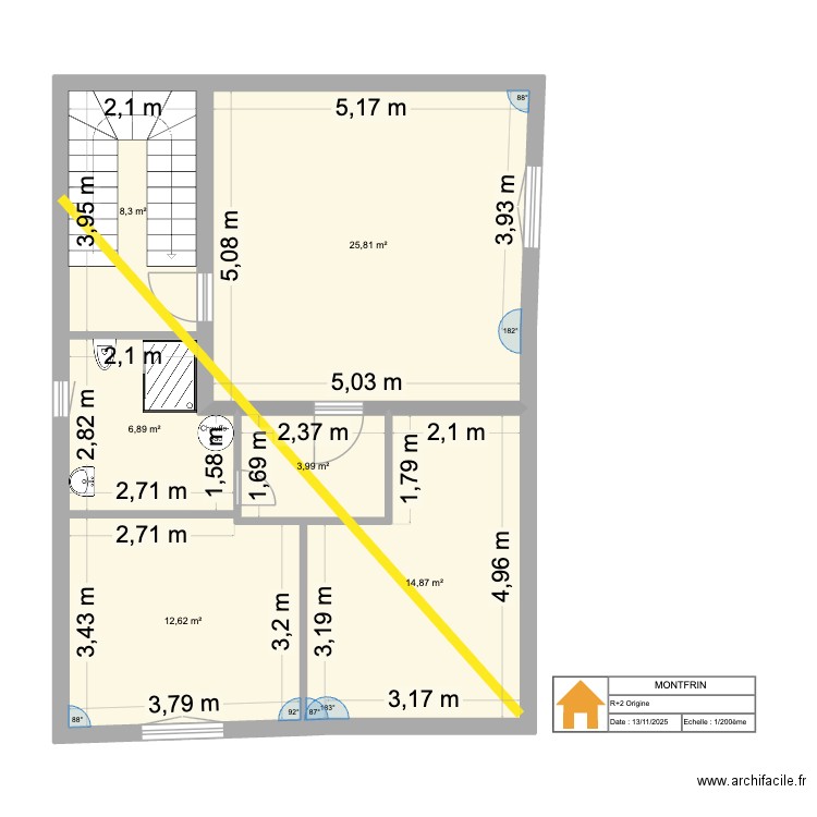 MONTFRIN R+2 modif 2. Plan de 6 pièces et 72 m2