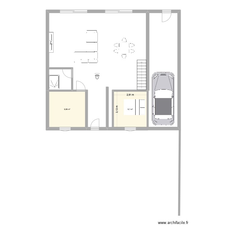 Maison 1. Plan de 2 pièces et 19 m2