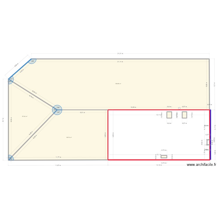 Chantier Paul Long. Plan de 6 pièces et 211 m2