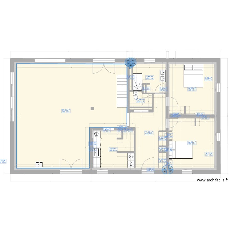 Noilhan 2 changement. Plan de 48 pièces et 260 m2