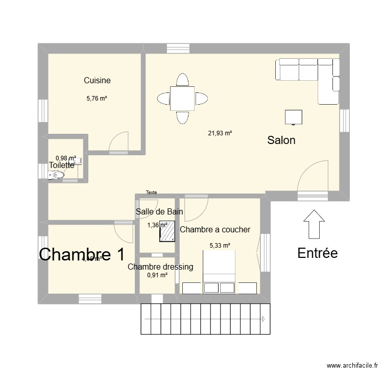 version 2. Plan de 7 pièces et 40 m2