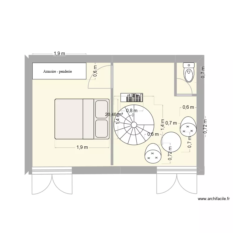 rdc. Plan de 1  et 20 m²