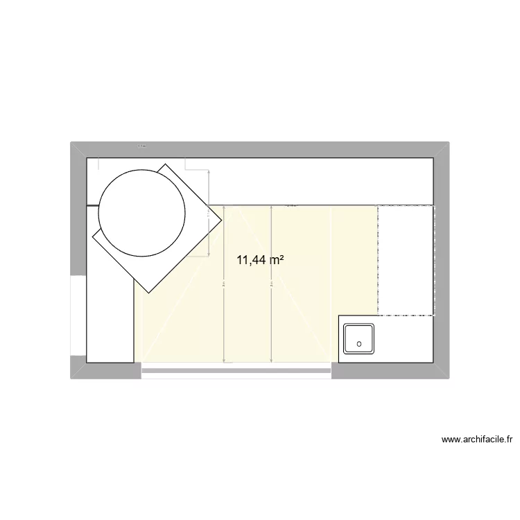 cuisine ext&eacute;rieure1. Plan de 1  et 11 m²