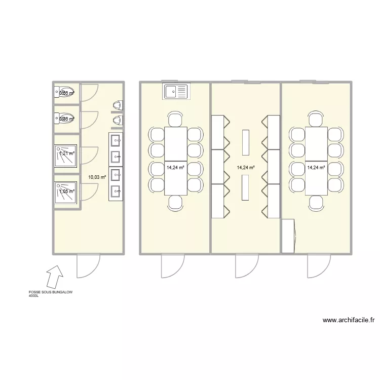 ANDREAC CHANTIER JANNEYRIAS. Plan de 8  et 57 m²