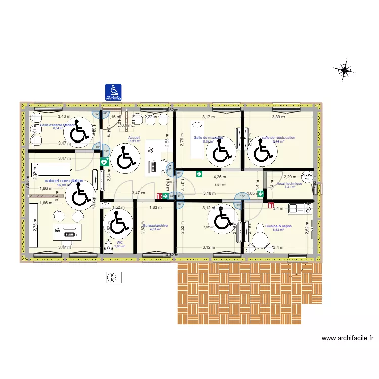 maison m&eacute;dicale d&eacute;finitif AVEC BARDAGE et OUVERTURE. Plan de 12  et 201 m²