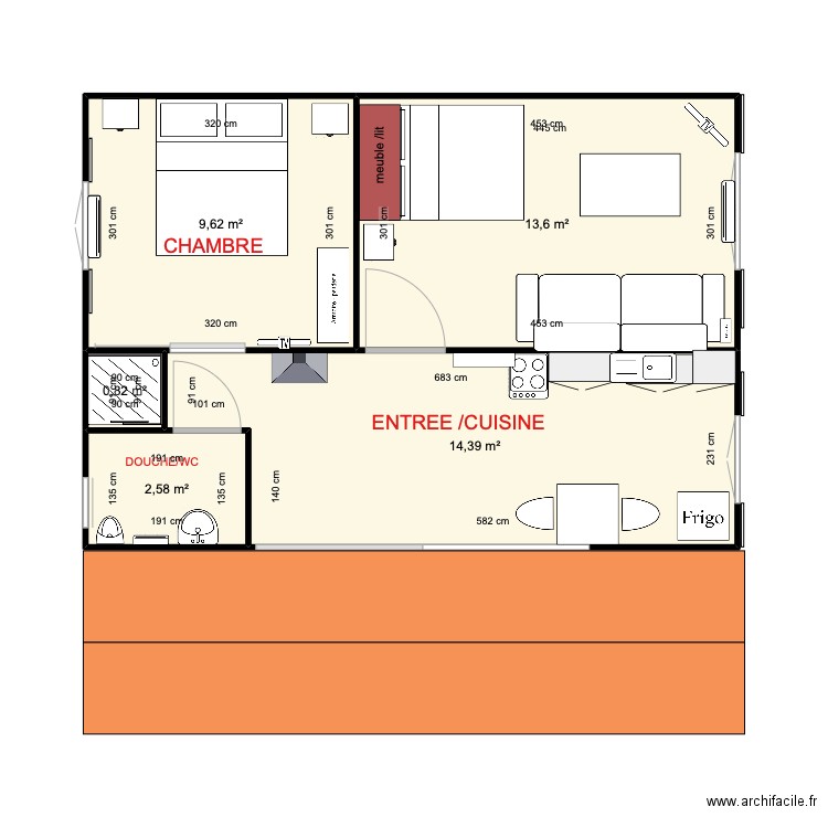 plan MAISON CHATEAU SUR LOIR 6. Plan de 5 pièces et 41 m2