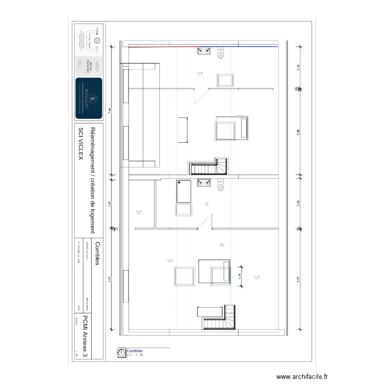 PLAN PLOMBERIE LOGT 5 COMBLES. Plan de 0 pièce et 0 m2