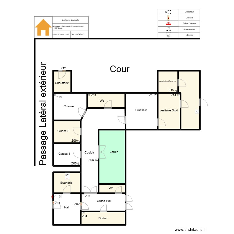 Ecole Ecureuil. Plan de 14 pièces et 133 m2