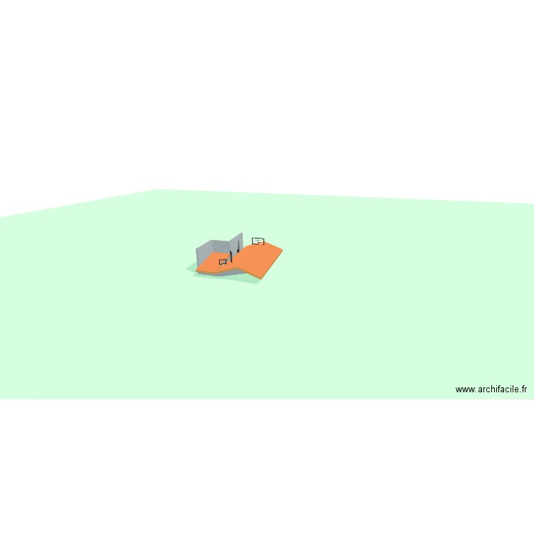 Façades. Plan de 4 pièces et 44 m2