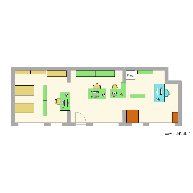 Maevasoa. Plan de 1 pièce et 48 m2