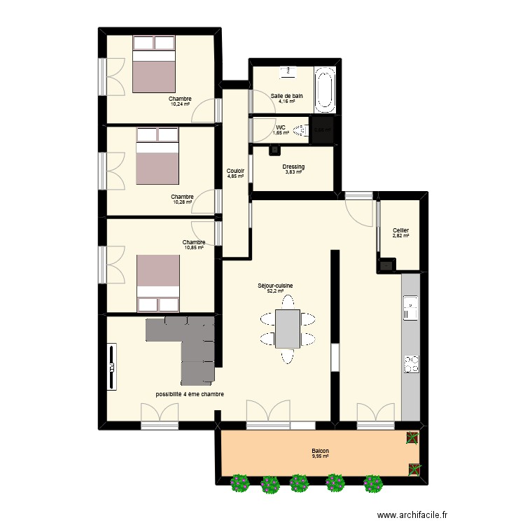 GIROD. Plan de 13 pièces et 112 m2