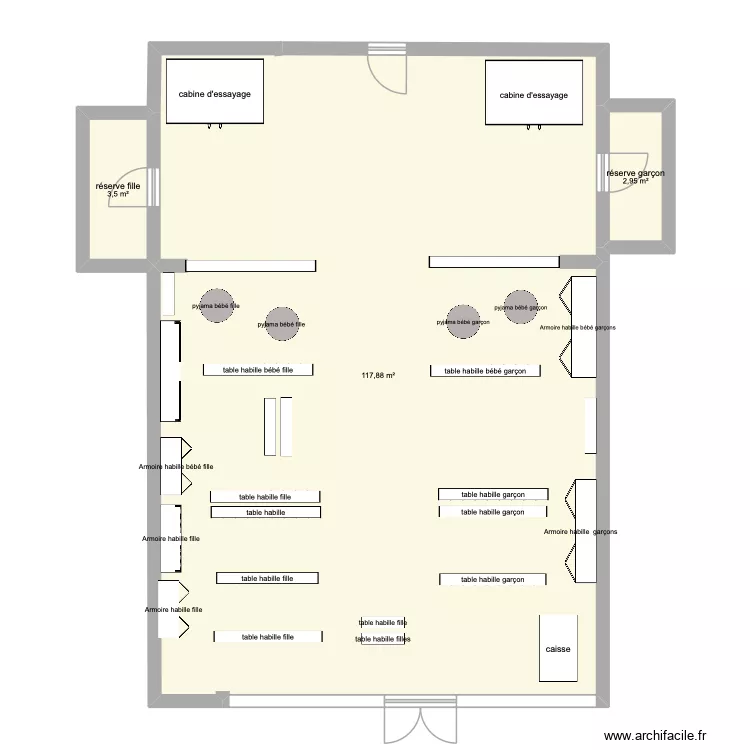 animation offre a la demande. Plan de 3  et 124 m²