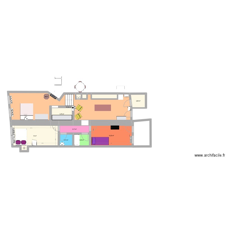 Escaliers du marché 19. Plan de 11 pièces et 80 m2