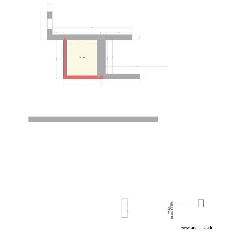 Projet emplacement chaâteau d'eau. Plan de 1 pièce et 8 m2