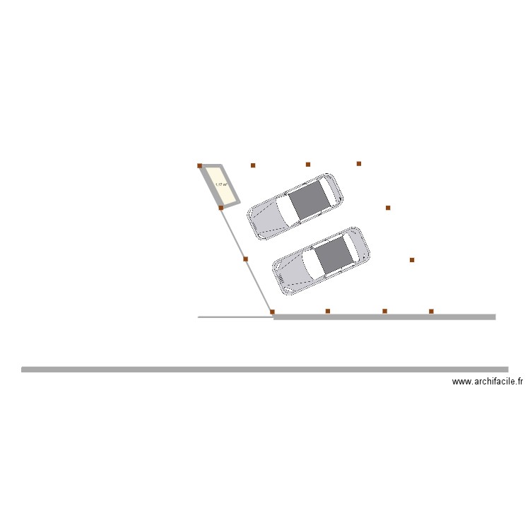 garage 2 voitures. Plan de 1 pièce et 1 m2