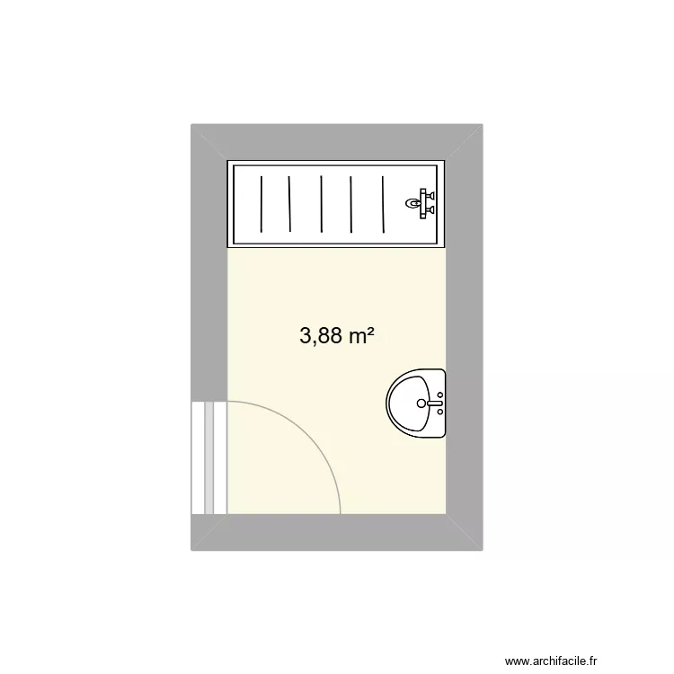 Plan SDB. Plan de 1  et 4 m²