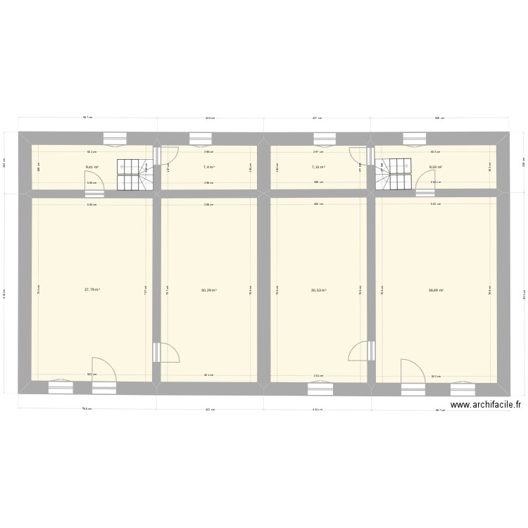 Clos RDC actuel. Plan de 8 pièces et 170 m2