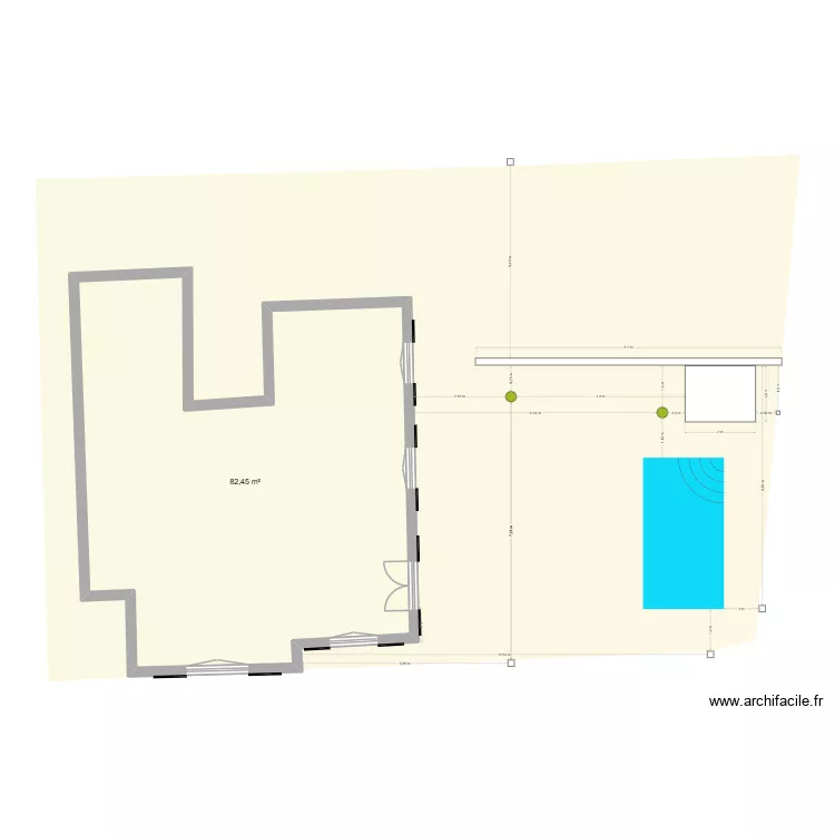 plan de masse porte fen&ecirc;tre. Plan de 1  et 82 m²