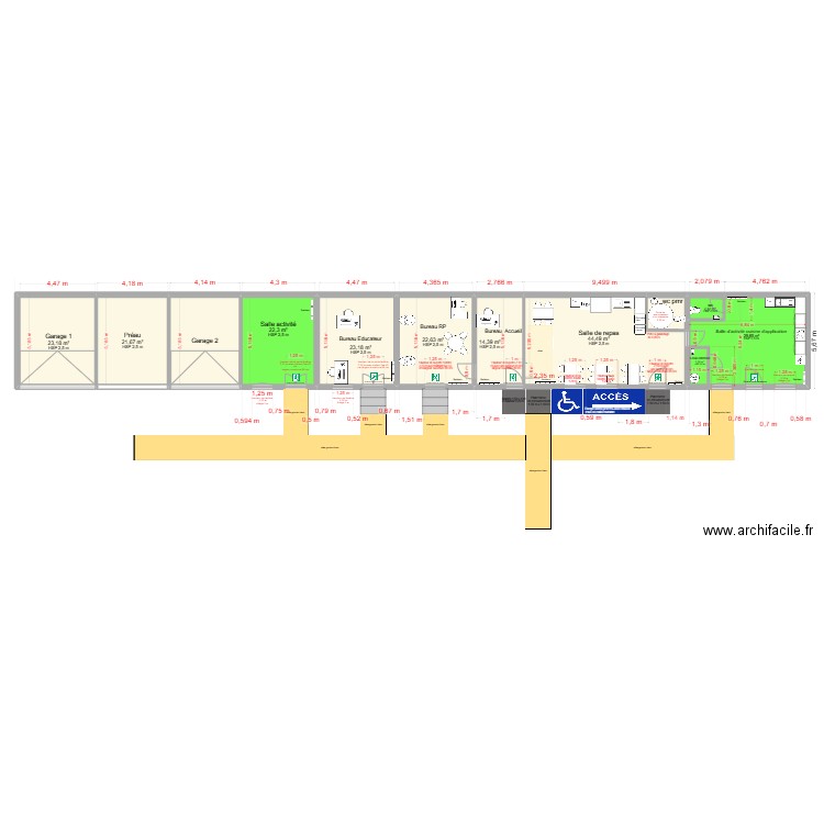 Bâtiment De Lamartine rénover avec pente pmr. Plan de 12 pièces et 235 m2