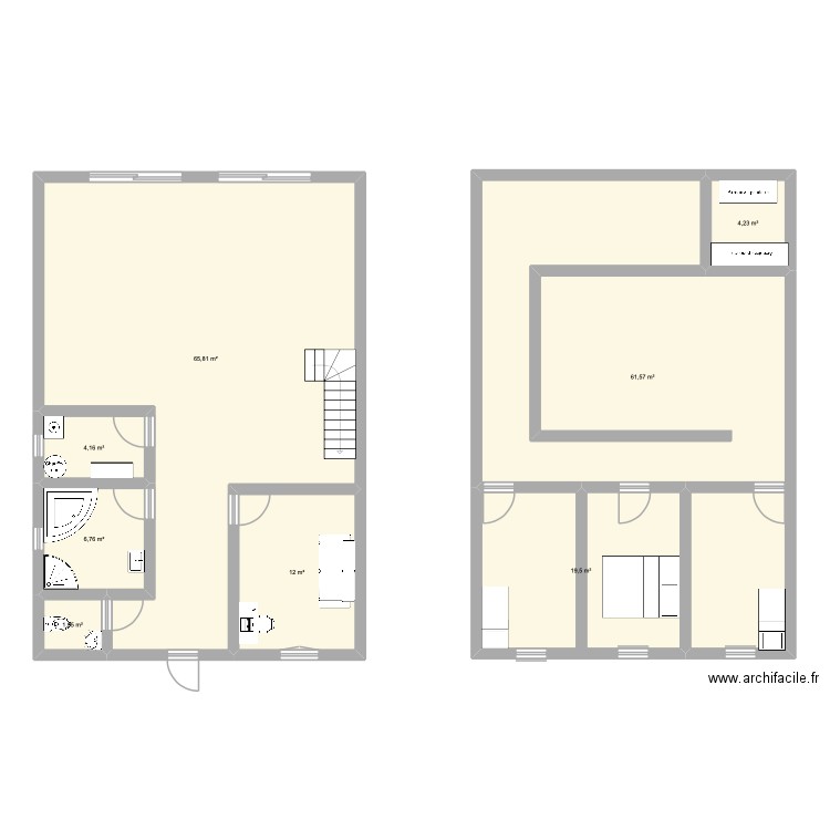 Le bourg. Plan de 8 pièces et 176 m2