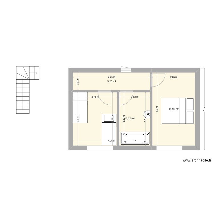chalet_id_bois. Plan de 3 pièces et 33 m2