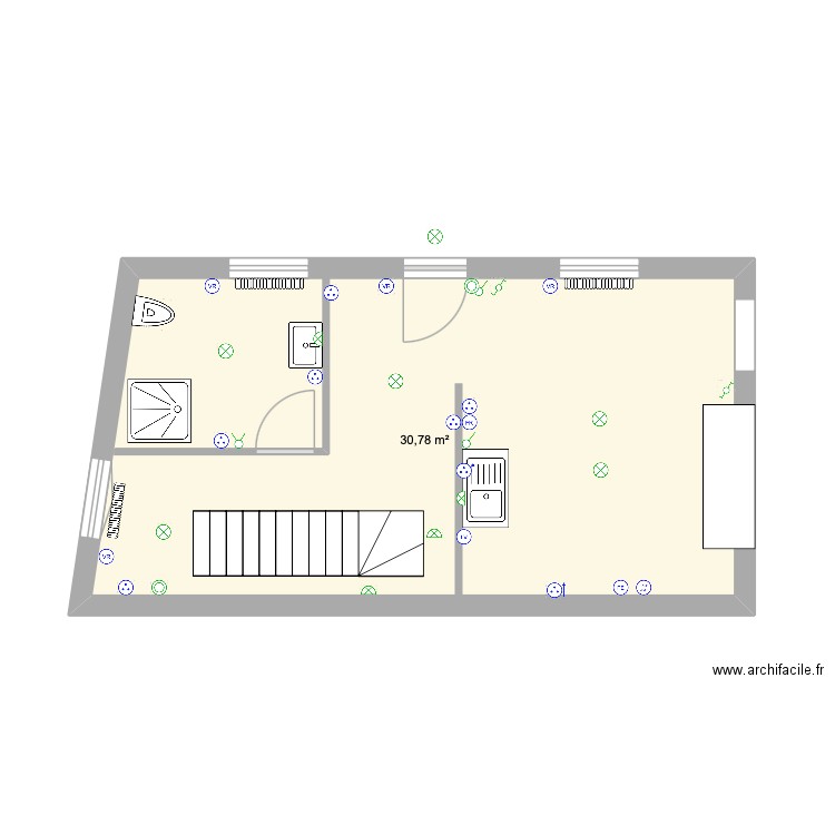 rdc adele. Plan de 1 pièce et 31 m2