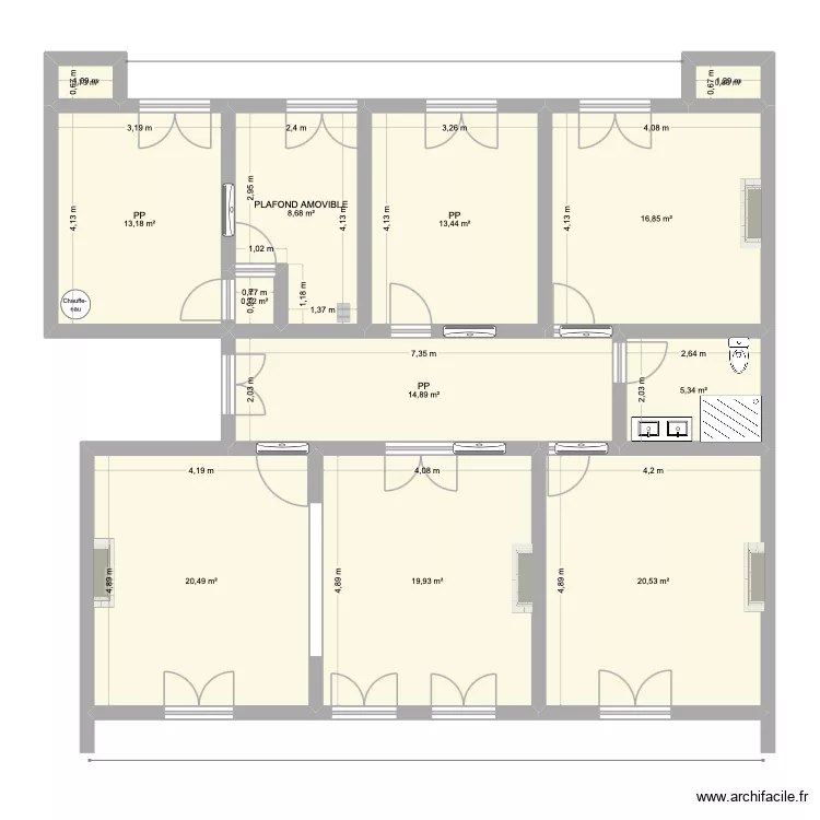 2 nd etage final. Plan de 12 Pièces et 136 m²