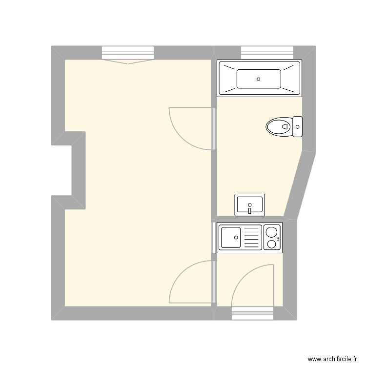 263B. Plan de 3 pièces et 19 m2