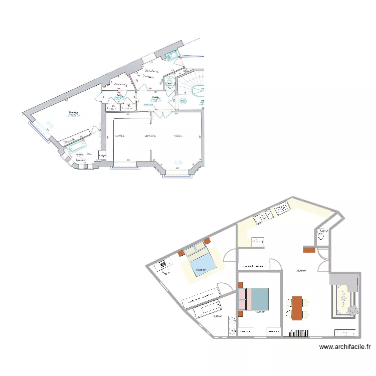 Appartement 16&egrave;me. Plan de 5  et 74 m²