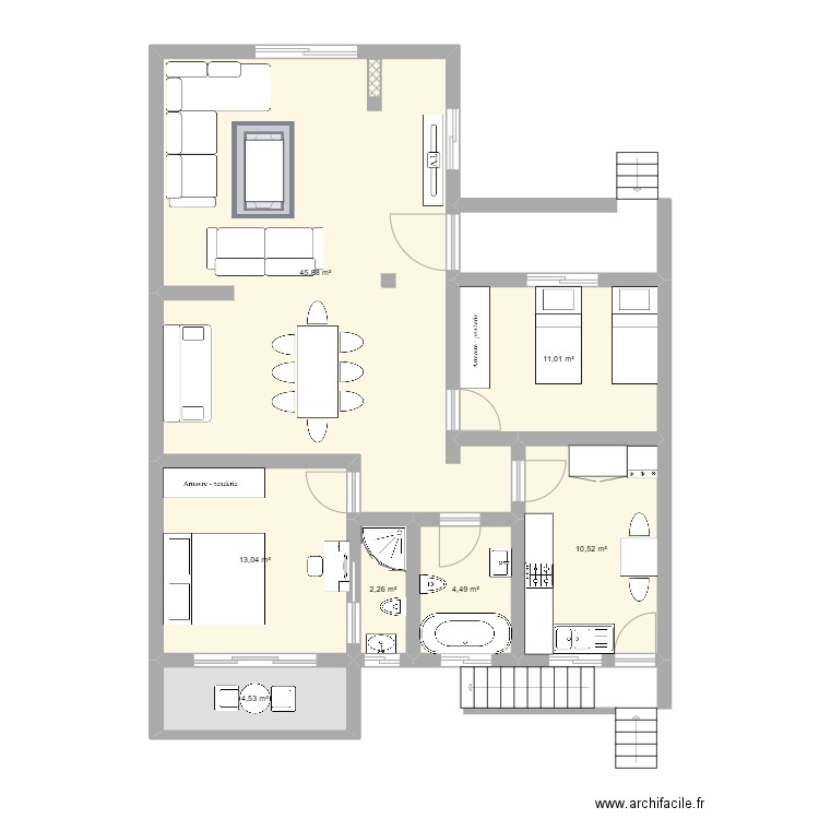 Maison Karim. Plan de 7 pièces et 92 m2