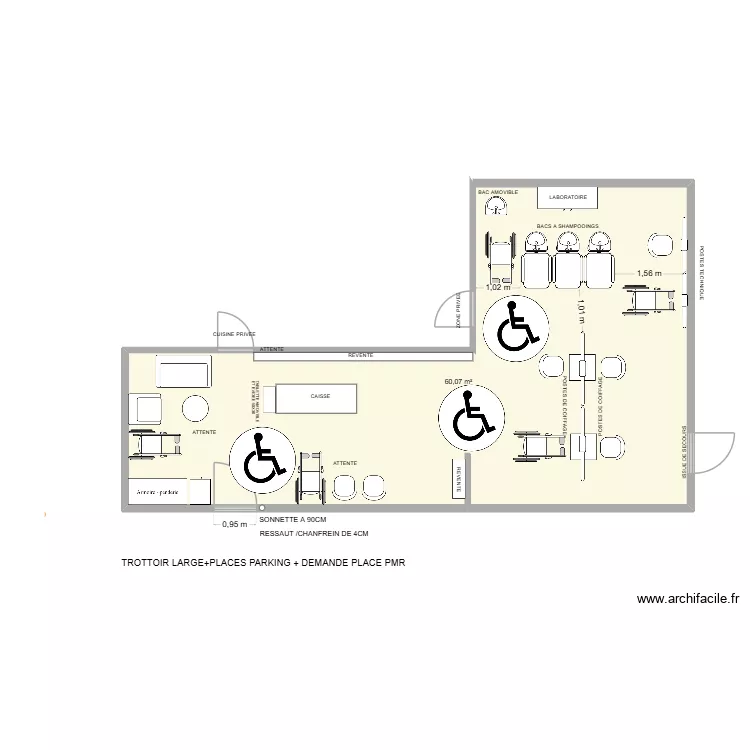 NEW JACK COIFF. Plan de 1 et 60 m² NEW JACK COIFF. Plan de 1 et 60 m²
