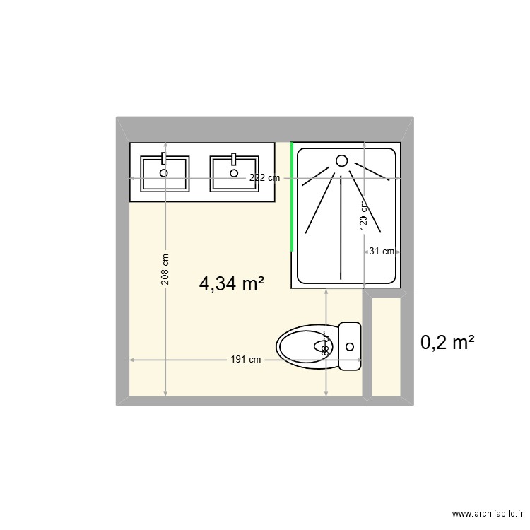 Hallez/Veyer. Plan de 2 pièces et 5 m2