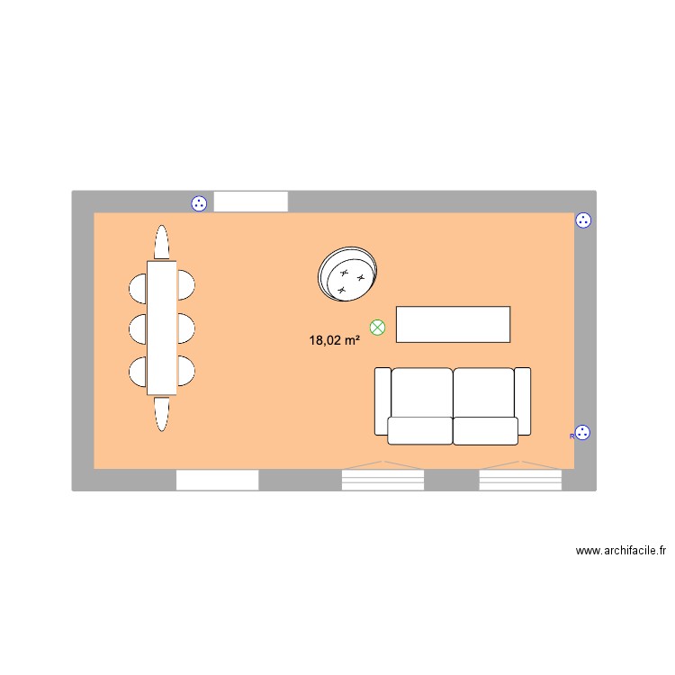 Raymond 4 salon. Plan de 1 pièce et 18 m2