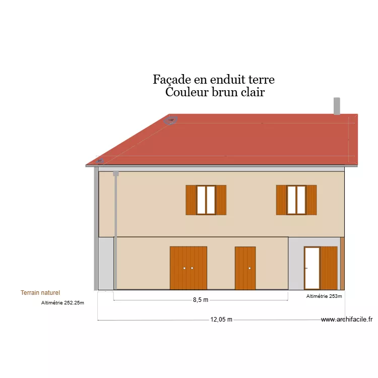 FACADE NORD Projet&eacute; PC6. Plan de 1  et 24 m²