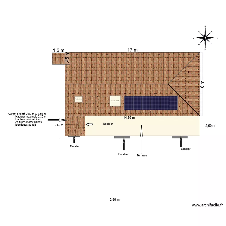 plan du toit auvent projet&eacute; 18 2 26 15 15. Plan de 