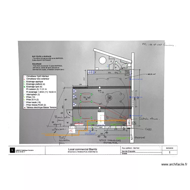 Local v&eacute;lo. Plan de 