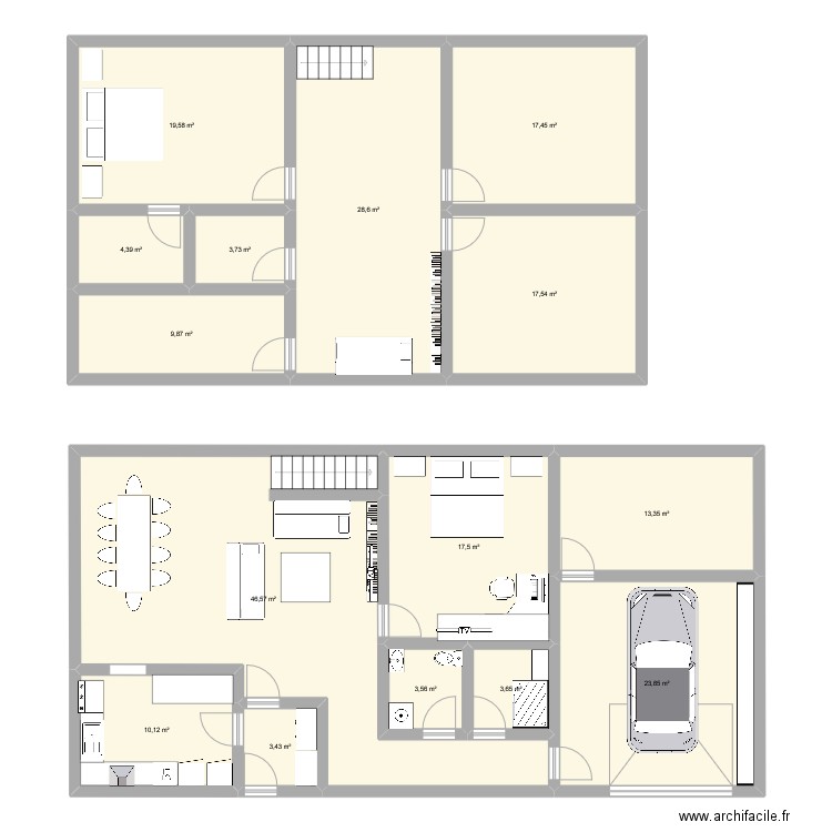 maison. Plan de 15 pièces et 223 m2