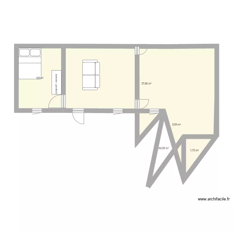 mon plan 2 chambre salon douche. Plan de 5 Pièces et 51 m² mon plan 2 chambre salon douche. Plan de 5 Pièces et 51 m²