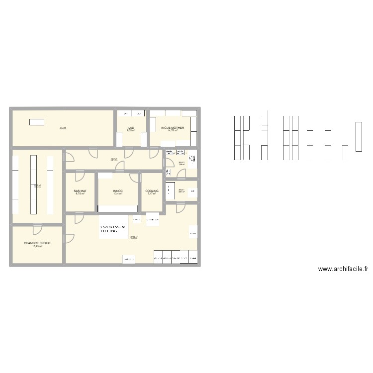 hotel. Plan de 12 pièces et 220 m2